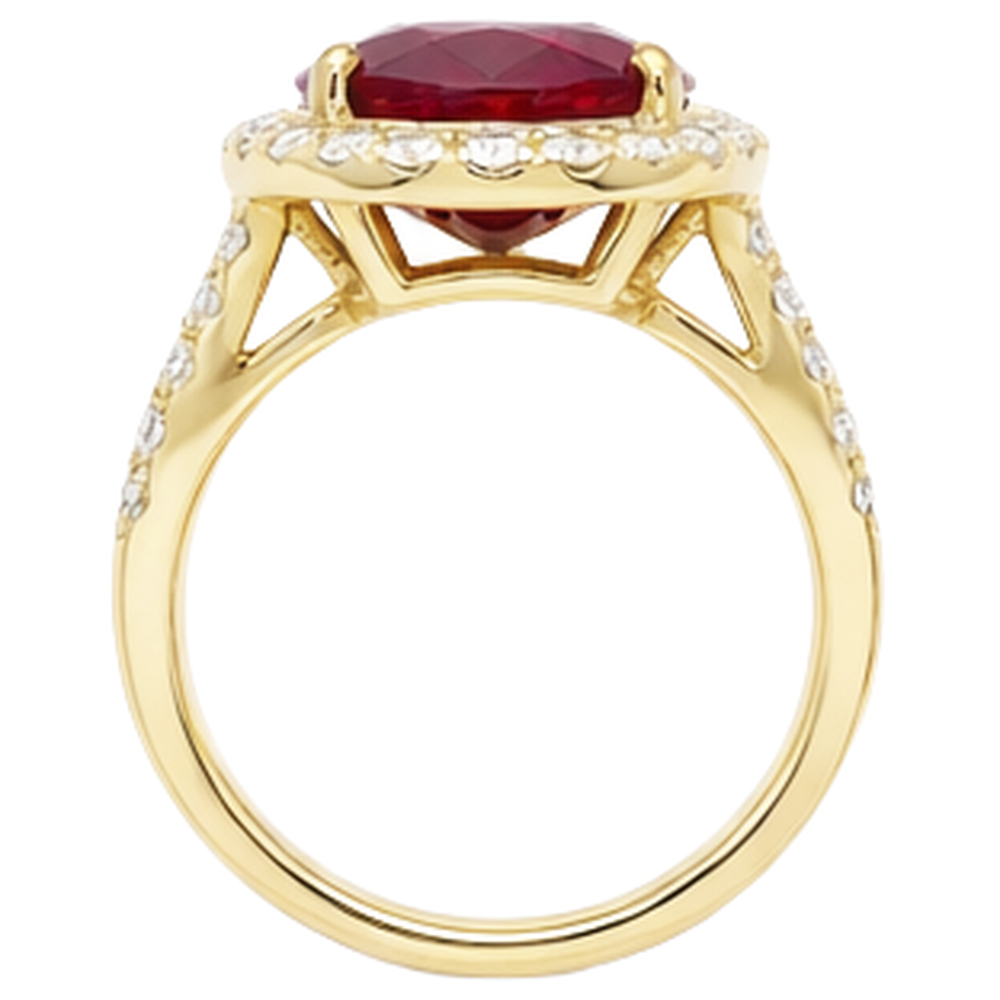 6.50 Carats Ruby IGI CERTIFIED And Diamond Ring Fine Jewelry 14K Yellow Gold