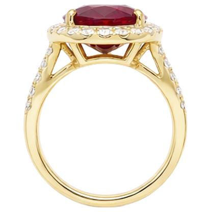 6.50 Carats Ruby IGI CERTIFIED And Diamond Ring Fine Jewelry 14K Yellow Gold