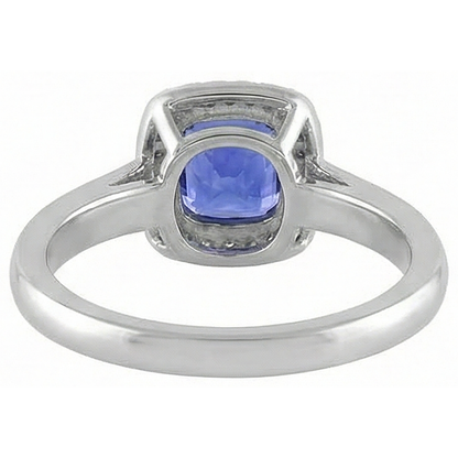 6.50 Ct Cushion Halo Tanzanite And Natural Earth Mined Diamonds Ring White Gold 14K