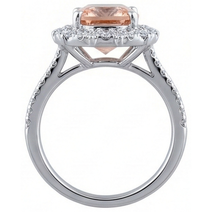 6.50 Ct Cushion Morganite And Natural Earth Mined Diamonds Ring Gold 14K
