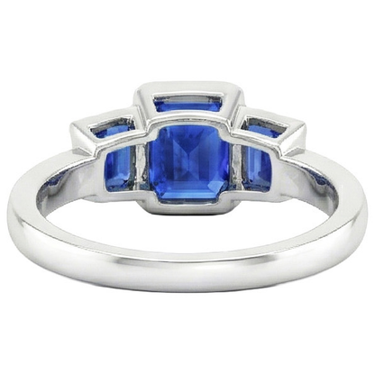 6.51 Ct 3-Stone Gold Anniversary Ring Sri Lankan Sapphire Natural Earth Mined Diamonds