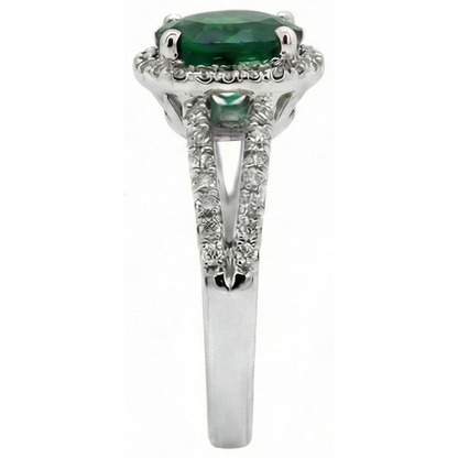6.55 Ct Round Cut Green Emerald GIA Natural Earth Mined Diamond Ring White Gold 14K
