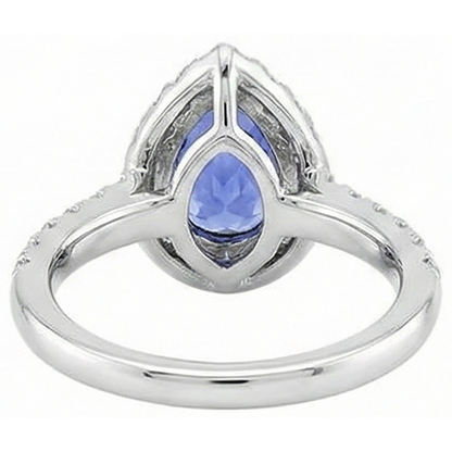6.60 Carats Halo Tanzanite And Natural Earth Mined Diamonds Ring White Gold 14K
