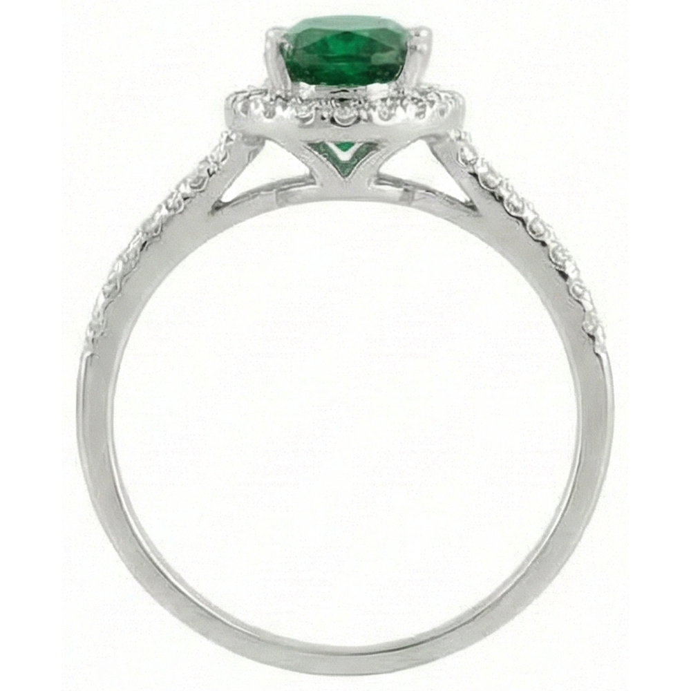 6.75 Carats Green Emerald GIA And Natural Earth Mined Diamond Ring White Gold 14K