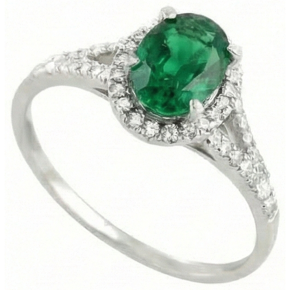 6.75 Carats Green Emerald GIA And Natural Earth Mined Diamond Ring White Gold 14K