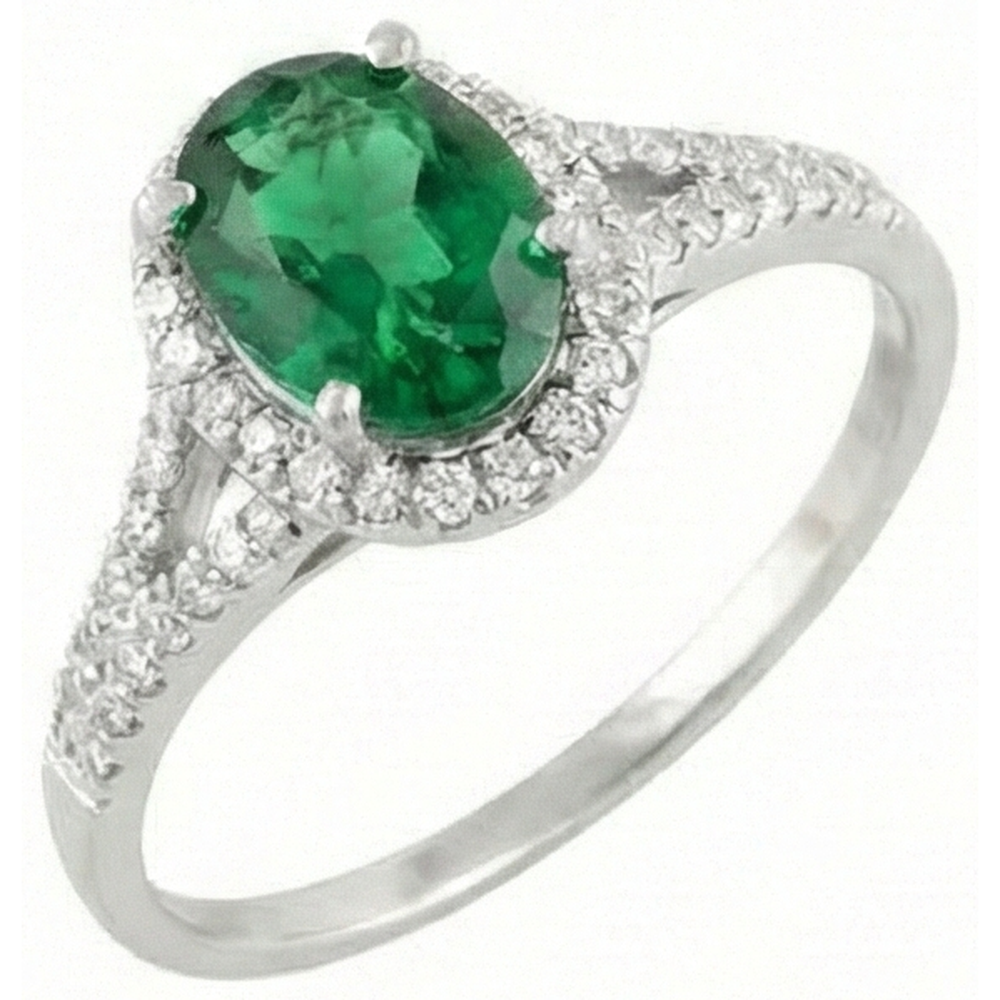 6.75 Carats Green Emerald GIA And Natural Earth Mined Diamond Ring White Gold 14K