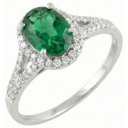 6.75 Carats Green Emerald GIA And Natural Earth Mined Diamond Ring White Gold 14K