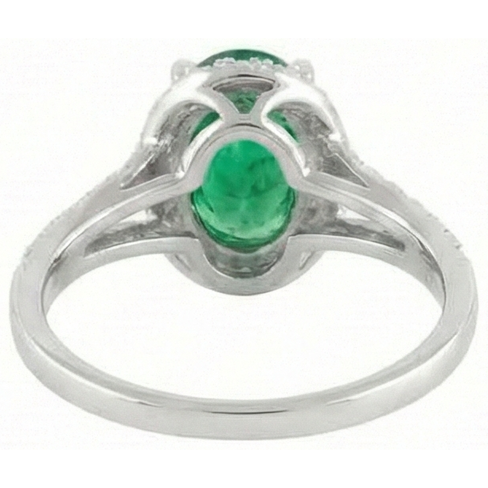 6.75 Carats Green Emerald GIA And Natural Earth Mined Diamond Ring White Gold 14K