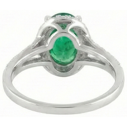 6.75 Carats Green Emerald GIA And Natural Earth Mined Diamond Ring White Gold 14K