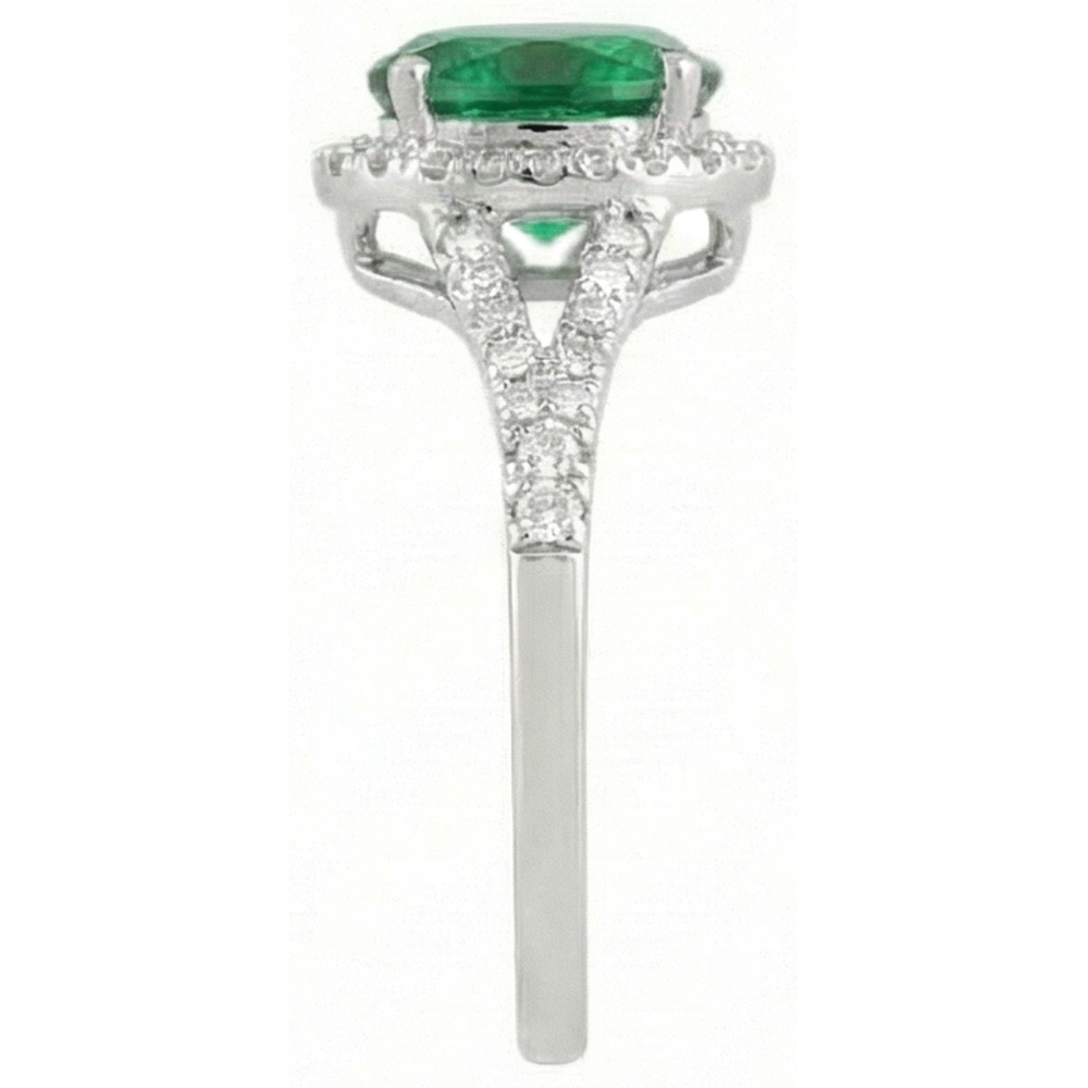 6.75 Carats Green Emerald GIA And Natural Earth Mined Diamond Ring White Gold 14K