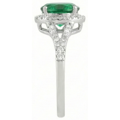 6.75 Carats Green Emerald GIA And Natural Earth Mined Diamond Ring White Gold 14K