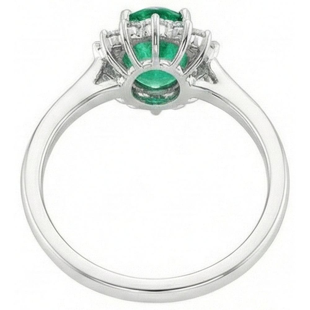 6.75 Carats Green Emerald GIA And Natural Earth Mined Diamonds Engagement Ring 14K White Gold