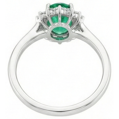 6.75 Carats Green Emerald GIA And Natural Earth Mined Diamonds Engagement Ring 14K White Gold