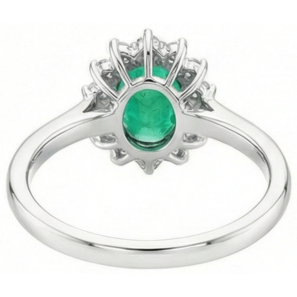 6.75 Carats Green Emerald GIA And Natural Earth Mined Diamonds Engagement Ring 14K White Gold