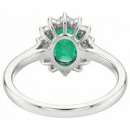 6.75 Carats Green Emerald GIA And Natural Earth Mined Diamonds Engagement Ring 14K White Gold
