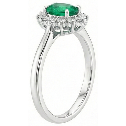 6.75 Carats Green Emerald GIA And Natural Earth Mined Diamonds Engagement Ring 14K White Gold