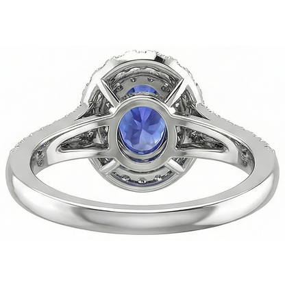 6.75 Carats Tanzanite And Natural Earth Mined Diamonds Ring 14K White Gold