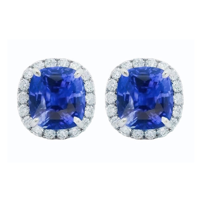 6.80 Carats Sapphire And IGI CERTIFIED Diamonds Lady Studs Earring White Gold 14K