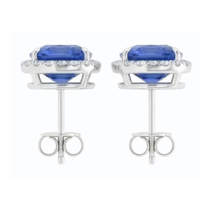 6.80 Carats Sapphire And IGI CERTIFIED Diamonds Lady Studs Earring White Gold 14K