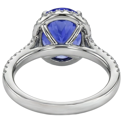 6.85 Ct Tanzanite With Halo Natural Earth Mined Diamonds Ring White Gold 14K