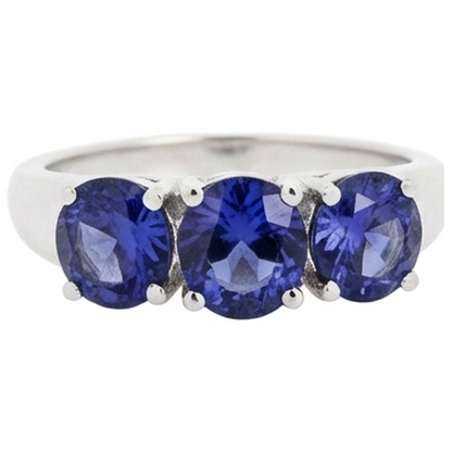 Natural Real ( Not Lab Grown )  6 Carat Blue Tanzanite Ring White Gold 3 Stone Gemstones New