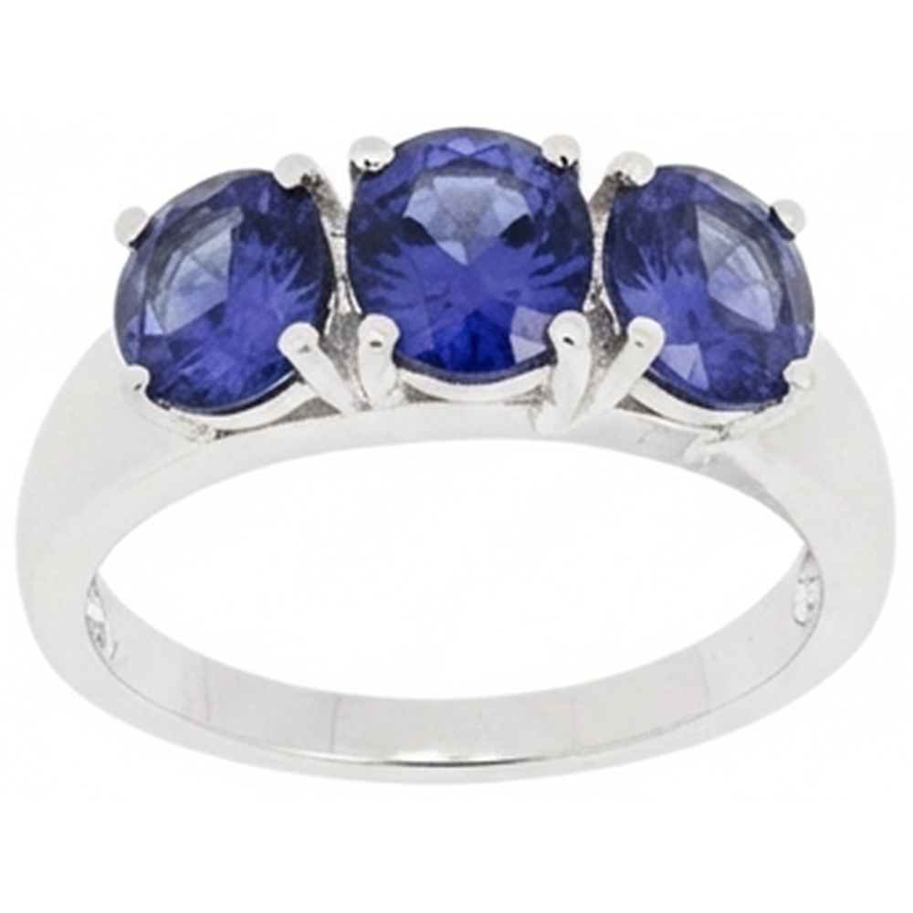 Natural Real ( Not Lab Grown )  6 Carat Blue Tanzanite Ring White Gold 3 Stone Gemstones New