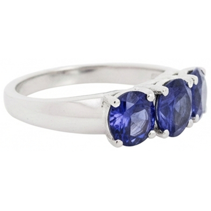 Natural Real ( Not Lab Grown )  6 Carat Blue Tanzanite Ring White Gold 3 Stone Gemstones New