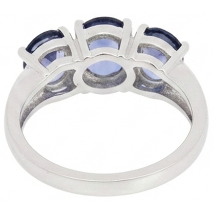 Natural Real ( Not Lab Grown )  6 Carat Blue Tanzanite Ring White Gold 3 Stone Gemstones New