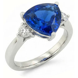 Natural Real ( Not Lab Grown )  6 Carat Blue Trillion Sapphire Engagement Ring