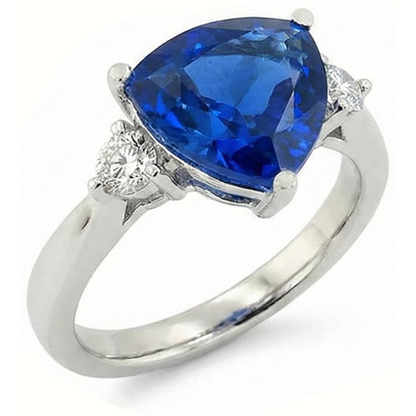 Natural Real ( Not Lab Grown )  6 Carat Blue Trillion Sapphire Engagement Ring