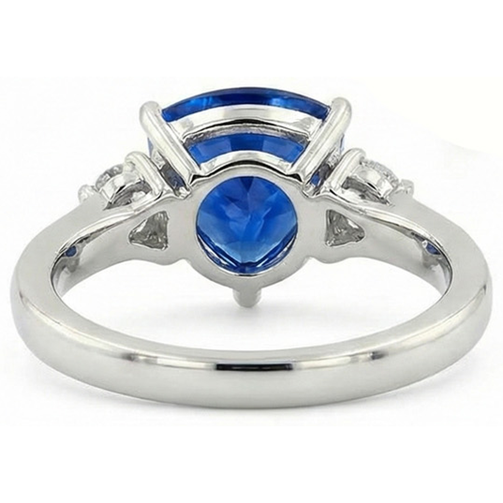 Natural Real ( Not Lab Grown )  6 Carat Blue Trillion Sapphire Engagement Ring