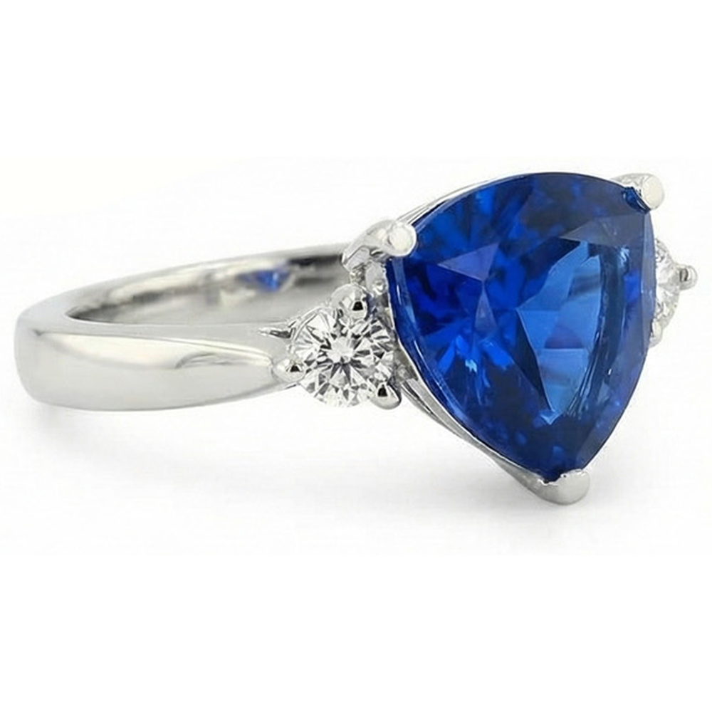 Natural Real ( Not Lab Grown )  6 Carat Blue Trillion Sapphire Engagement Ring