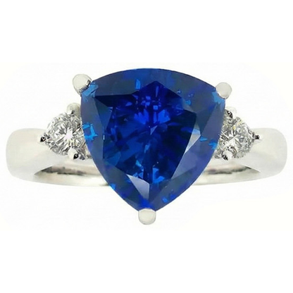 Natural Real ( Not Lab Grown )  6 Carat Blue Trillion Sapphire Engagement Ring