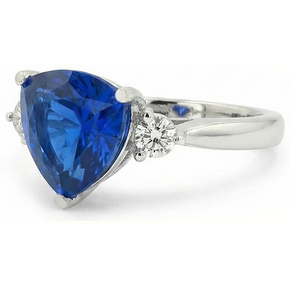 Natural Real ( Not Lab Grown )  6 Carat Blue Trillion Sapphire Engagement Ring