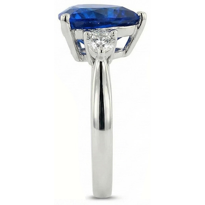 Natural Real ( Not Lab Grown )  6 Carat Blue Trillion Sapphire Engagement Ring