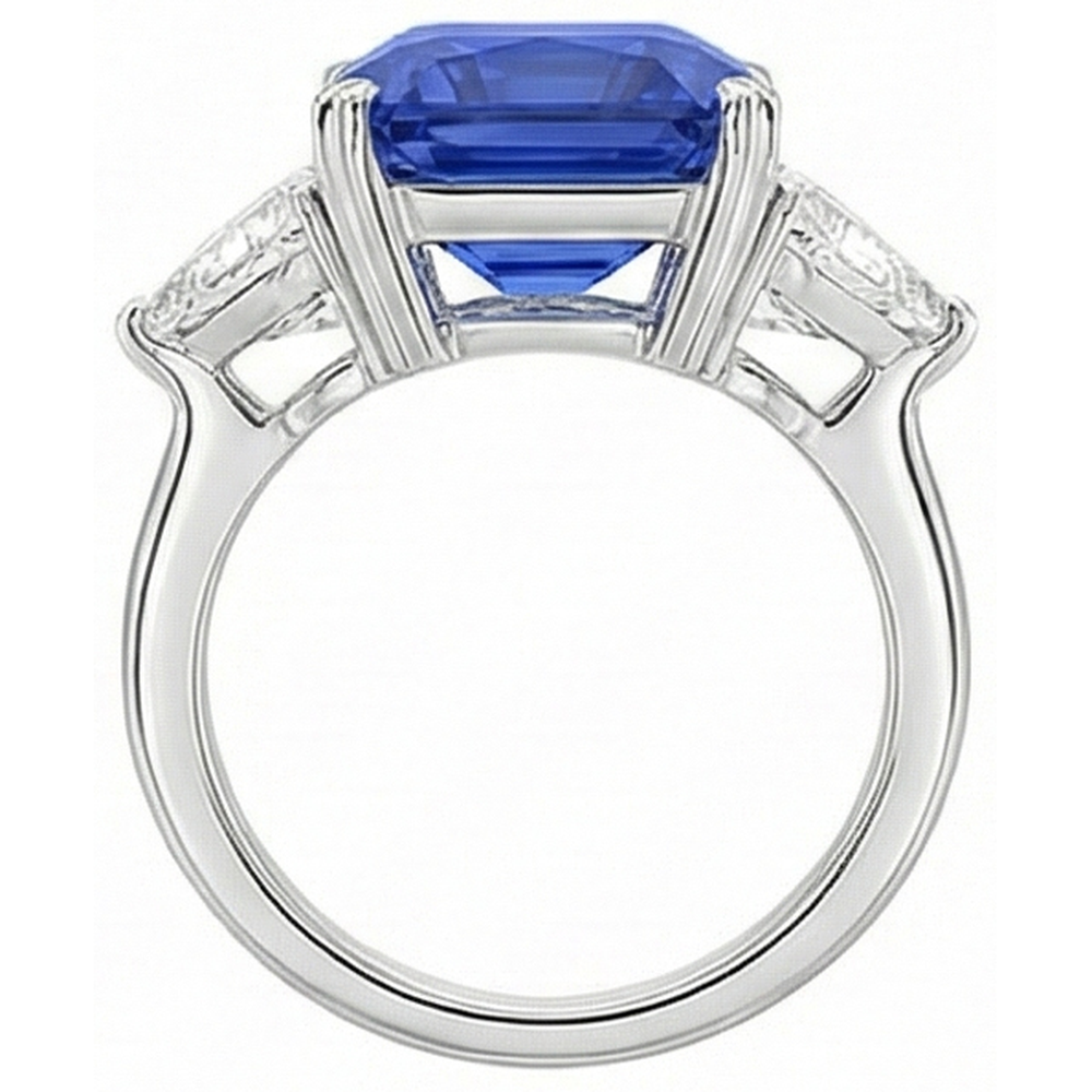 Natural Real ( Not Lab Grown )  6 Carat Radiant Sapphire Stone Ring