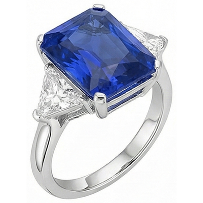 Natural Real ( Not Lab Grown )  6 Carat Radiant Sapphire Stone Ring