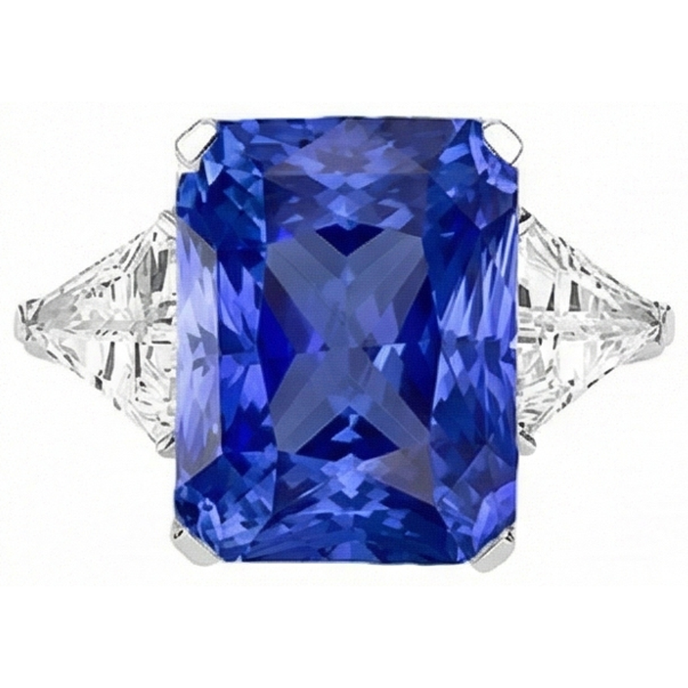 Natural Real ( Not Lab Grown )  6 Carat Radiant Sapphire Stone Ring