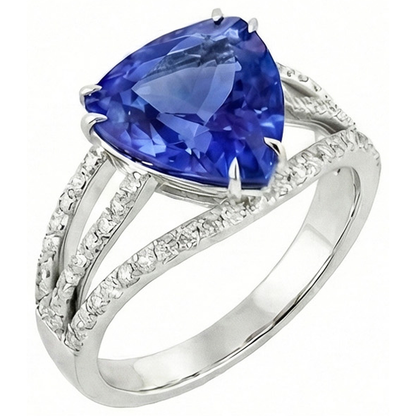 6 Carat Trillion Sri Lanka Sapphire Natural Earth Mined Diamonds Ring Jewelry