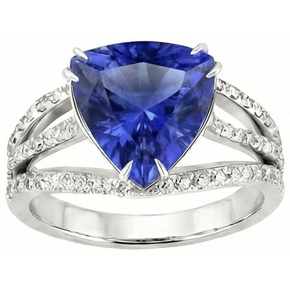 6 Carat Trillion Sri Lanka Sapphire Natural Earth Mined Diamonds Ring Jewelry