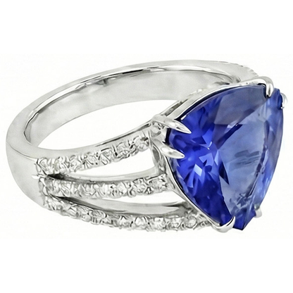 6 Carat Trillion Sri Lanka Sapphire Natural Earth Mined Diamonds Ring Jewelry