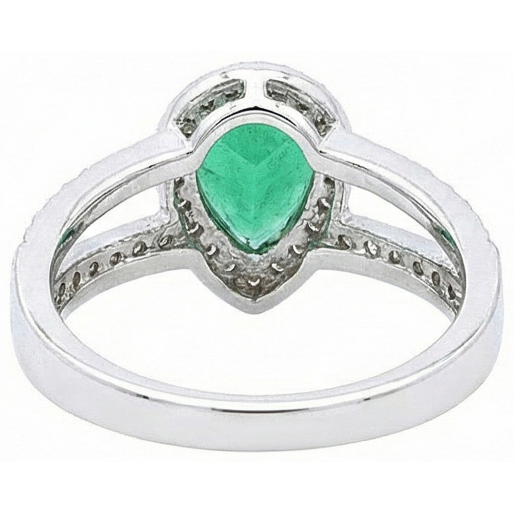 6 Carats Pear Green Emerald GIA With Natural Earth Mined Diamond Wedding Ring White Gold 14K