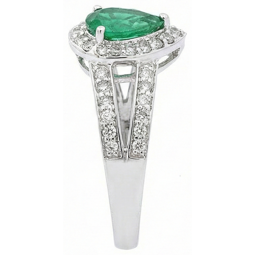6 Carats Pear Green Emerald GIA With Natural Earth Mined Diamond Wedding Ring White Gold 14K