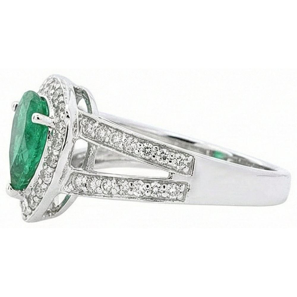 6 Carats Pear Green Emerald GIA With Natural Earth Mined Diamond Wedding Ring White Gold 14K