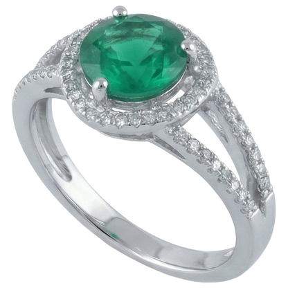 6 Carats Round Shape Green Emerald GIA With Natural Earth Mined Diamond Ring Gold