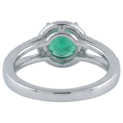 6 Carats Round Shape Green Emerald GIA With Natural Earth Mined Diamond Ring Gold