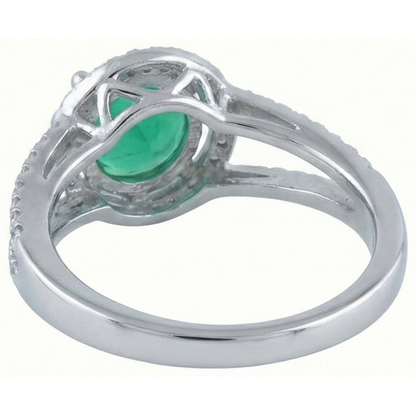 6 Carats Round Shape Green Emerald GIA With Natural Earth Mined Diamond Ring Gold
