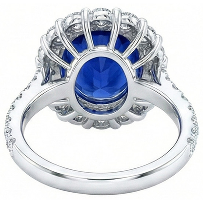 6 Carats Sri Lanka Sapphire Natural Earth Mined Diamond Gemstone Ring White Gold 14K