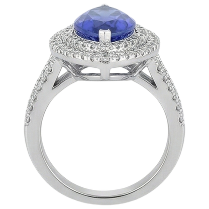 6 Ct Natural Earth Mined Diamond With Marquise Cut Tanzanite Stone Ring White Gold 14K