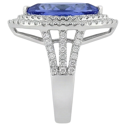 6 Ct Natural Earth Mined Diamond With Marquise Cut Tanzanite Stone Ring White Gold 14K